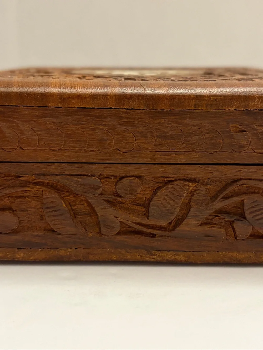 Vintage Indian Rosewood Keepsake Box w/ Original Artisan Label 1970s